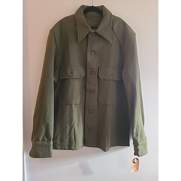 Vintage Olive Green Wool Military Shirt Jacket Size M - Picture 5 of 15
